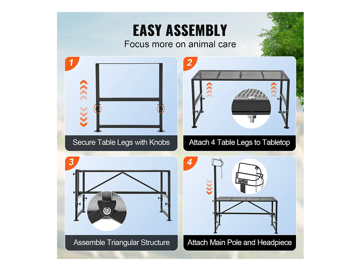 Support l'Élagage des Chèvres SucceBuy, Hauteur 53,3 - 83,8 cm, 129,5 x 58,4 cm, Plateau de Table Noir