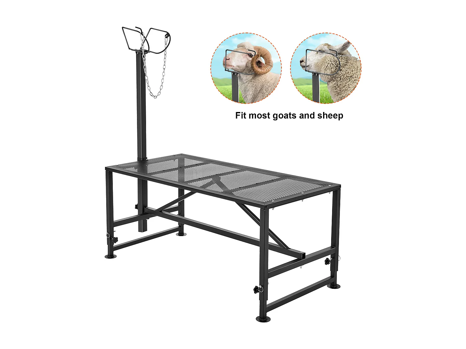 Support l'Élagage des Chèvres SucceBuy, Hauteur 53,3 - 83,8 cm, 129,5 x 58,4 cm, Plateau de Table Noir