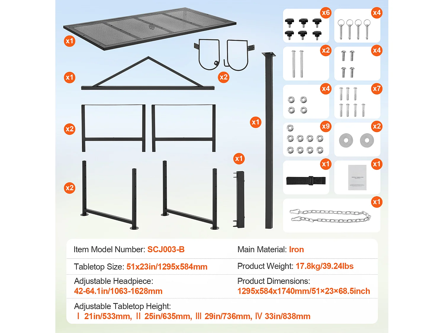 Support l'Élagage des Chèvres SucceBuy, Hauteur 53,3 - 83,8 cm, 129,5 x 58,4 cm, Plateau de Table Noir