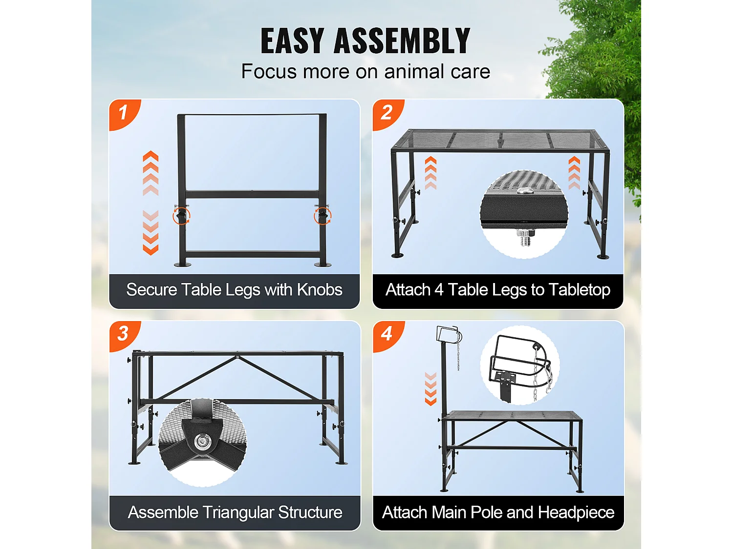 Support l'Élagage des Chèvres SucceBuy, Hauteur 53,3 - 83,8 cm, 129,5 x 58,4 cm, Plateau de Table Noir