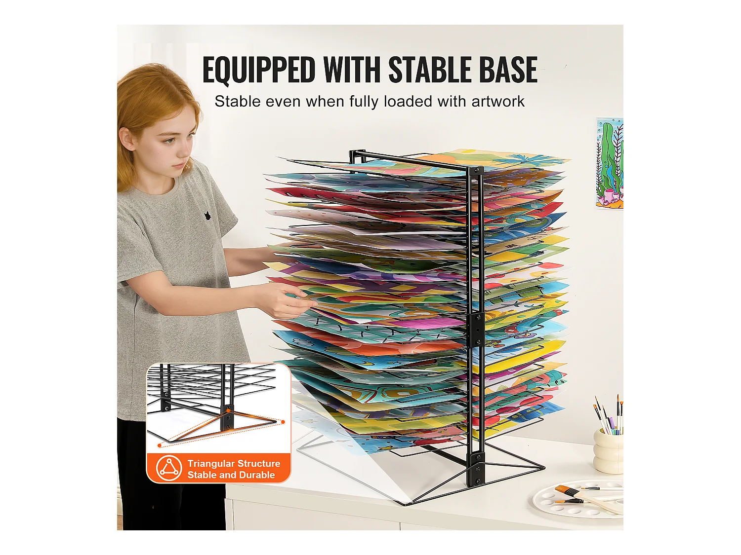 Farbtrockner SucceBuy, 50 Entnehmbare Regale für die Malerei, Klassenzimmer, Hält bis zu 7,5 kg, Vollständig aus Langlebigem Metall Gefertigt