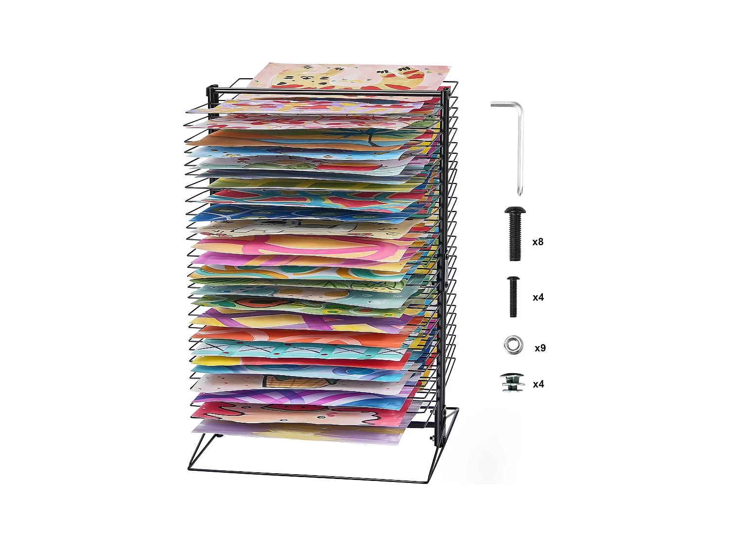 Verfdroger SucceBuy, 50 Verwijderbare Planken voor de Schilderkunst, Klaslokaal, Houdt tot 7,5 kg, Volledig van Duurzaam Metaal Vervaardigd