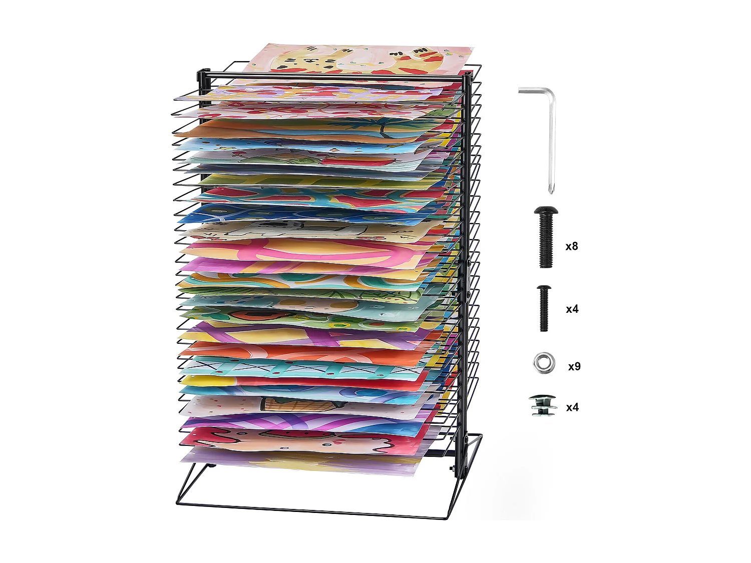 Séchoir à Peinture SucceBuy, 50 Étagères Amovibles pour la Peinture, Salle de Classe, Supporte jusqu'à 7,5 kg, Construction Entièrement en Métal Durable