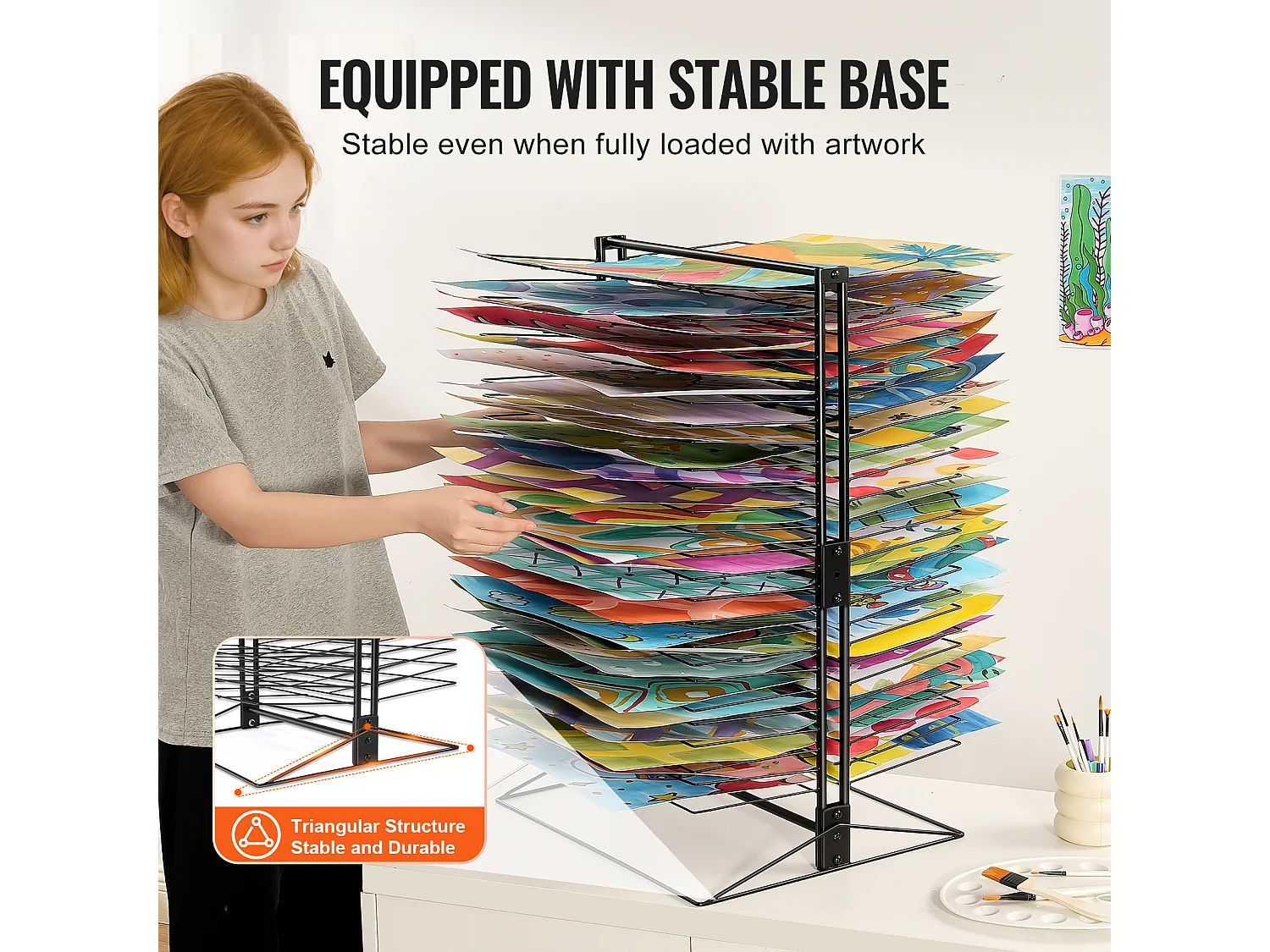 Séchoir à Peinture SucceBuy, 50 Étagères Amovibles pour la Peinture, Salle de Classe, Supporte jusqu'à 7,5 kg, Construction Entièrement en Métal Durable