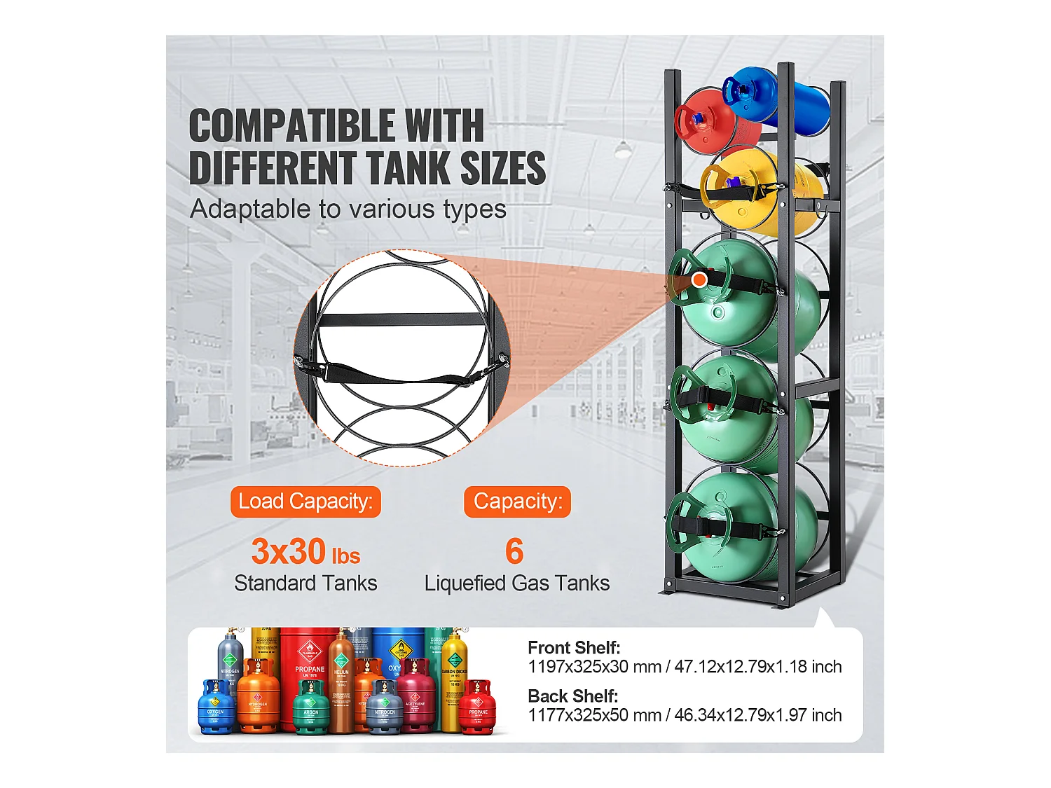 Support de Réservoir de Réfrigérant SucceBuy, Peut Contenir 3 x 13,6 kg et 3 Petits Cylindres