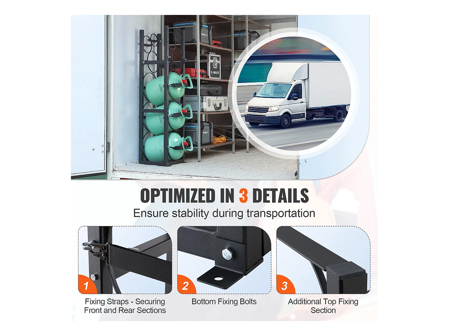 Support de Réservoir de Réfrigérant SucceBuy, Peut Contenir 3 x 13,6 kg et 3 Petits Cylindres