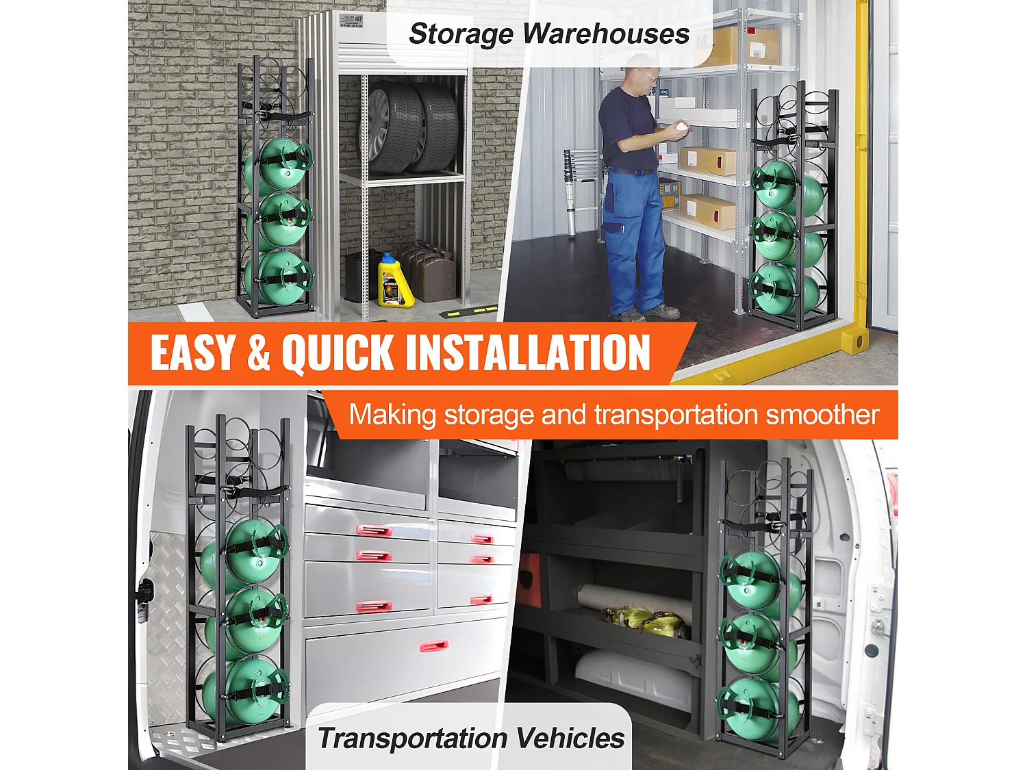 Support de Réservoir de Réfrigérant SucceBuy, Peut Contenir 3 x 13,6 kg et 3 Petits Cylindres