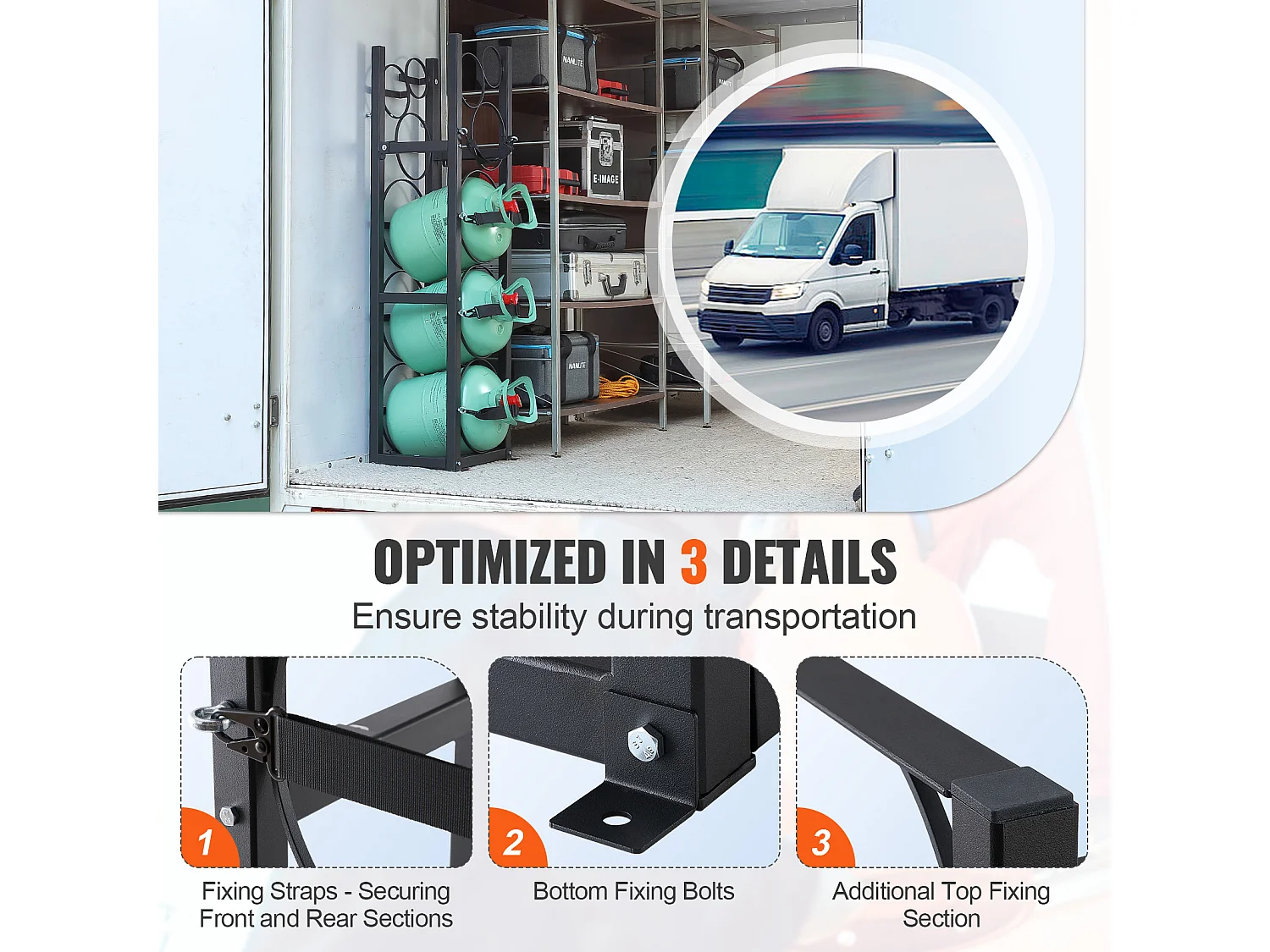 Support de Réservoir de Réfrigérant SucceBuy, Peut Contenir 3 x 13,6 kg et 3 Petits Cylindres