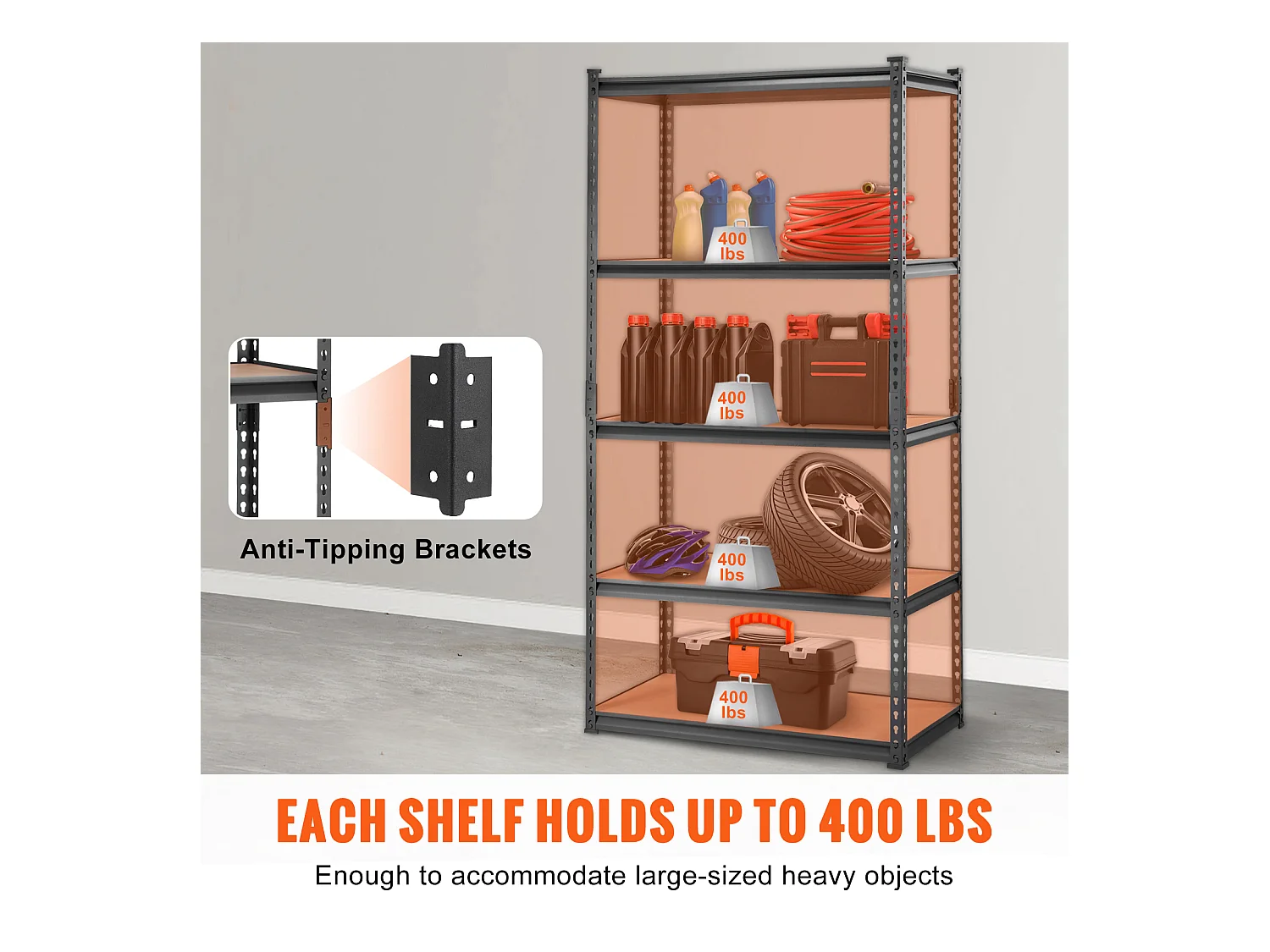 Étagère de Rangement SucceBuy pour Garage, à 5 Niveaux, Réglable, Charge de 907 kg