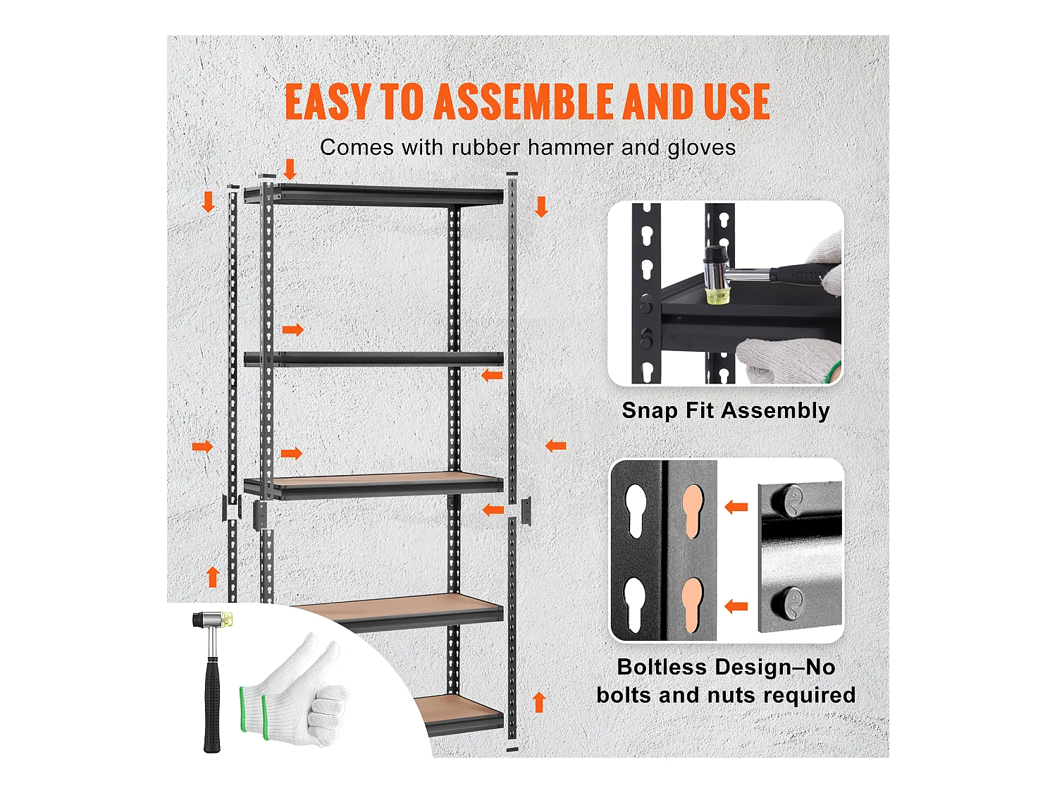 Étagère de Rangement SucceBuy pour Garage, à 5 Niveaux, Réglable, Charge de 907 kg