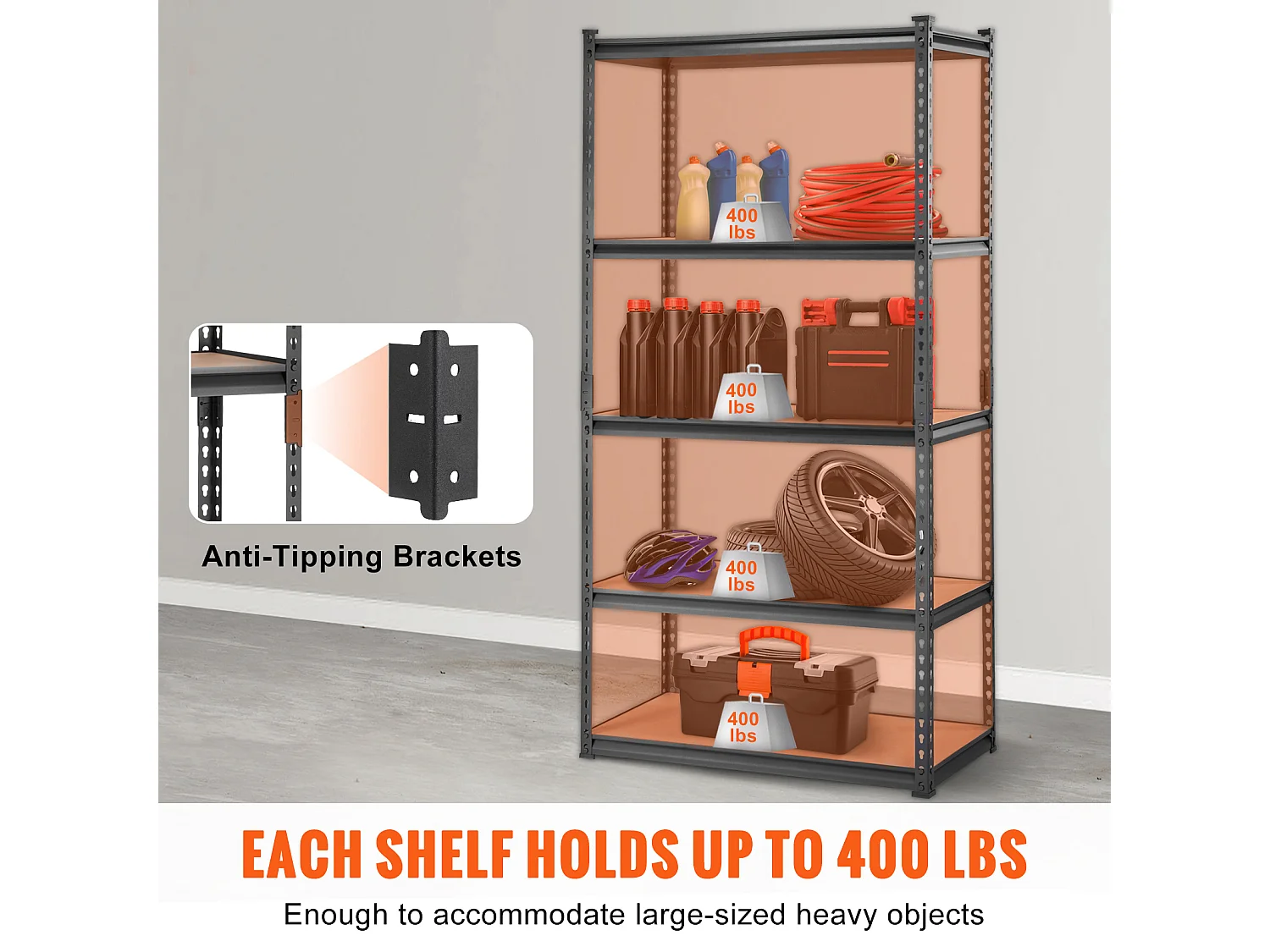 Étagère de Rangement SucceBuy pour Garage, à 5 Niveaux, Réglable, Charge de 907 kg