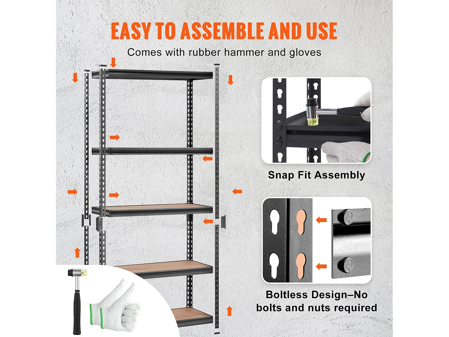 Étagère de Rangement SucceBuy pour Garage, à 5 Niveaux, Réglable, Charge de 907 kg
