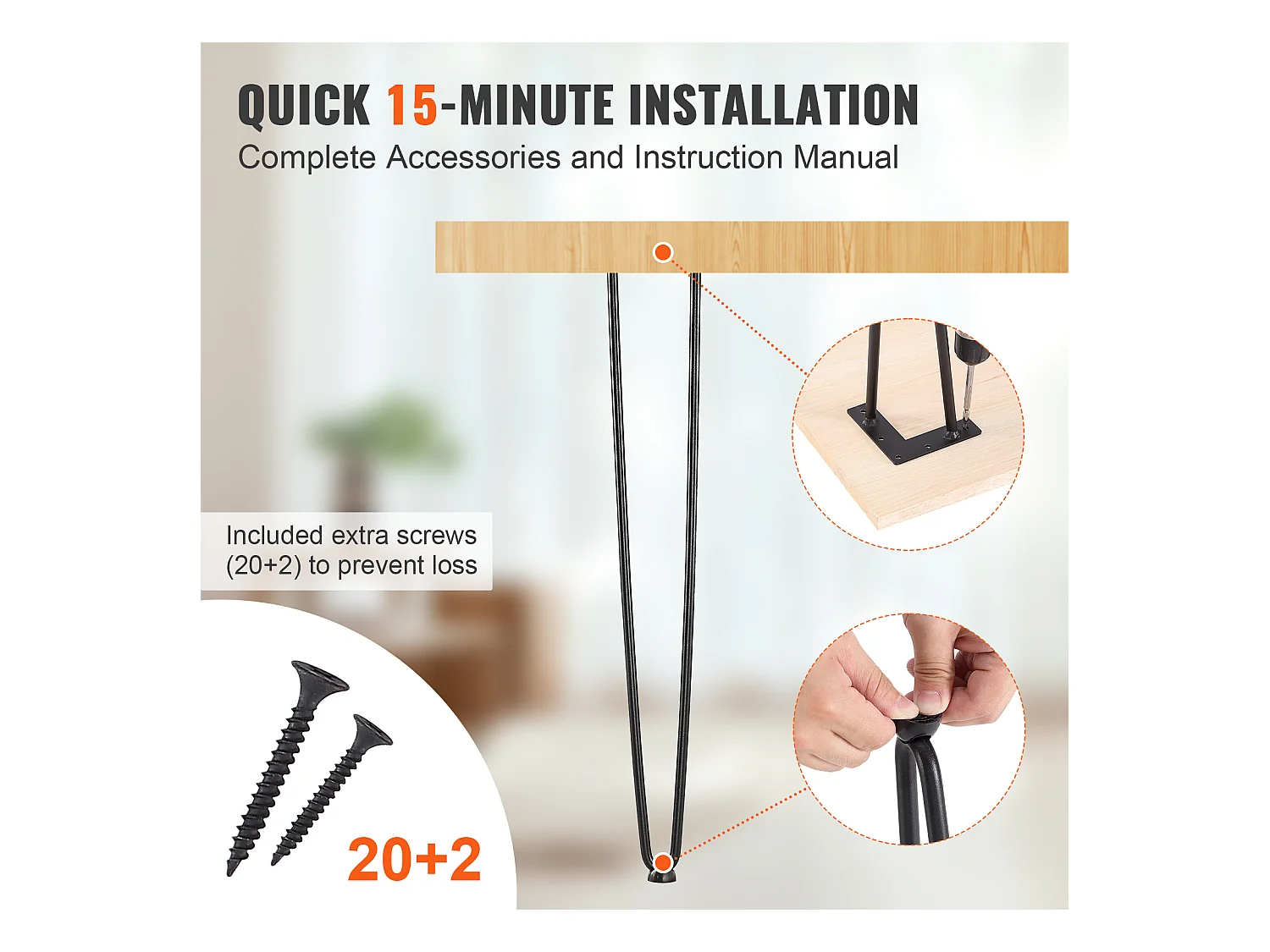 Pieds de Meuble SucceBuy, 71.12cm, Métal, Robuste, Table à Manger, Moderne, Parfaits pour Meubles de Salon et Design Contemporain