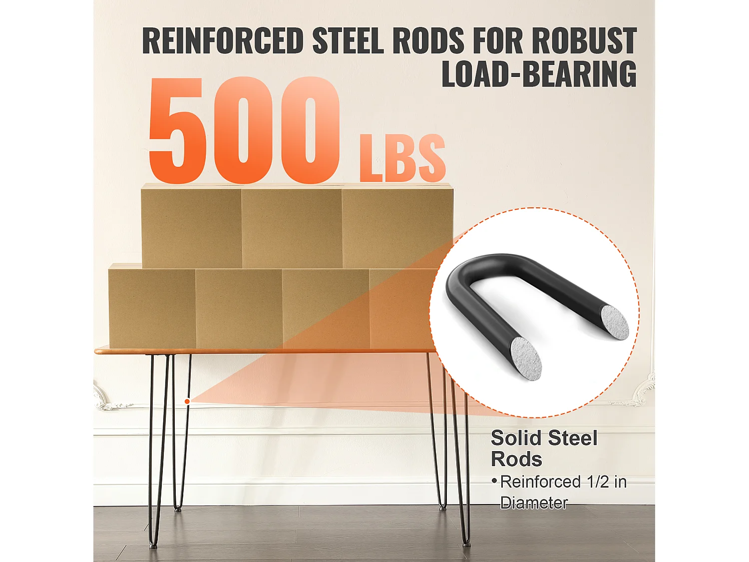 Pieds de Meuble SucceBuy, 71.12cm, Métal, Robuste, Table à Manger, Moderne, Parfaits pour Meubles de Salon et Design Contemporain