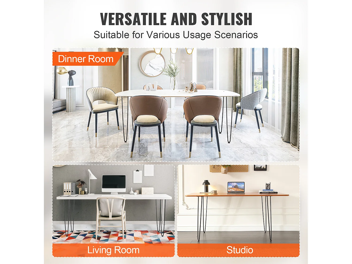 Pieds de Meuble SucceBuy, 71.12cm, Métal, Robuste, Table à Manger, Moderne, Parfaits pour Meubles de Salon et Design Contemporain