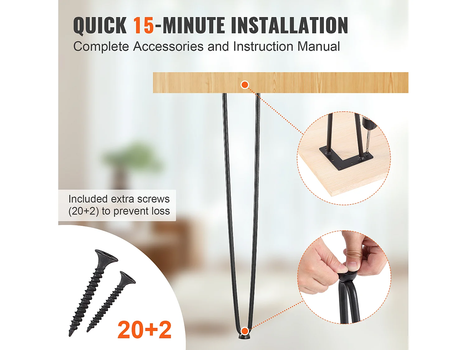 Pieds de Meuble SucceBuy, 71.12cm, Métal, Robuste, Table à Manger, Moderne, Parfaits pour Meubles de Salon et Design Contemporain