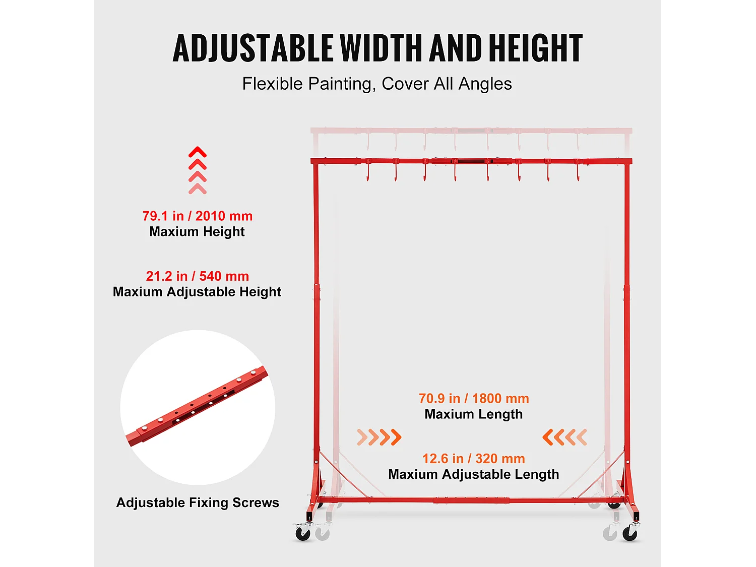 Soporte SucceBuy para Pintura Ajustable en Altura, con 8 Ganchos Resistentes y una Capacidad de Carga Máxima de 30 kg - Organización Perfecta para Proyectos