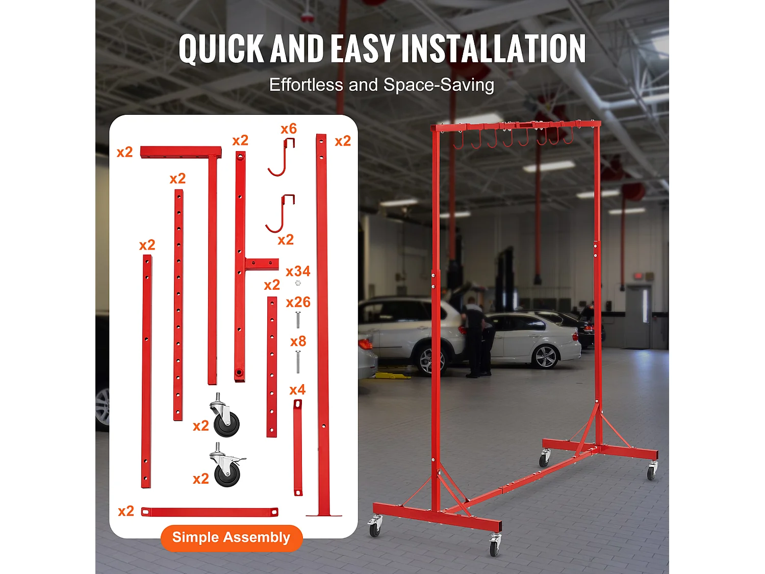 Soporte SucceBuy para Pintura Ajustable en Altura, con 8 Ganchos Resistentes y una Capacidad de Carga Máxima de 30 kg - Organización Perfecta para Proyectos