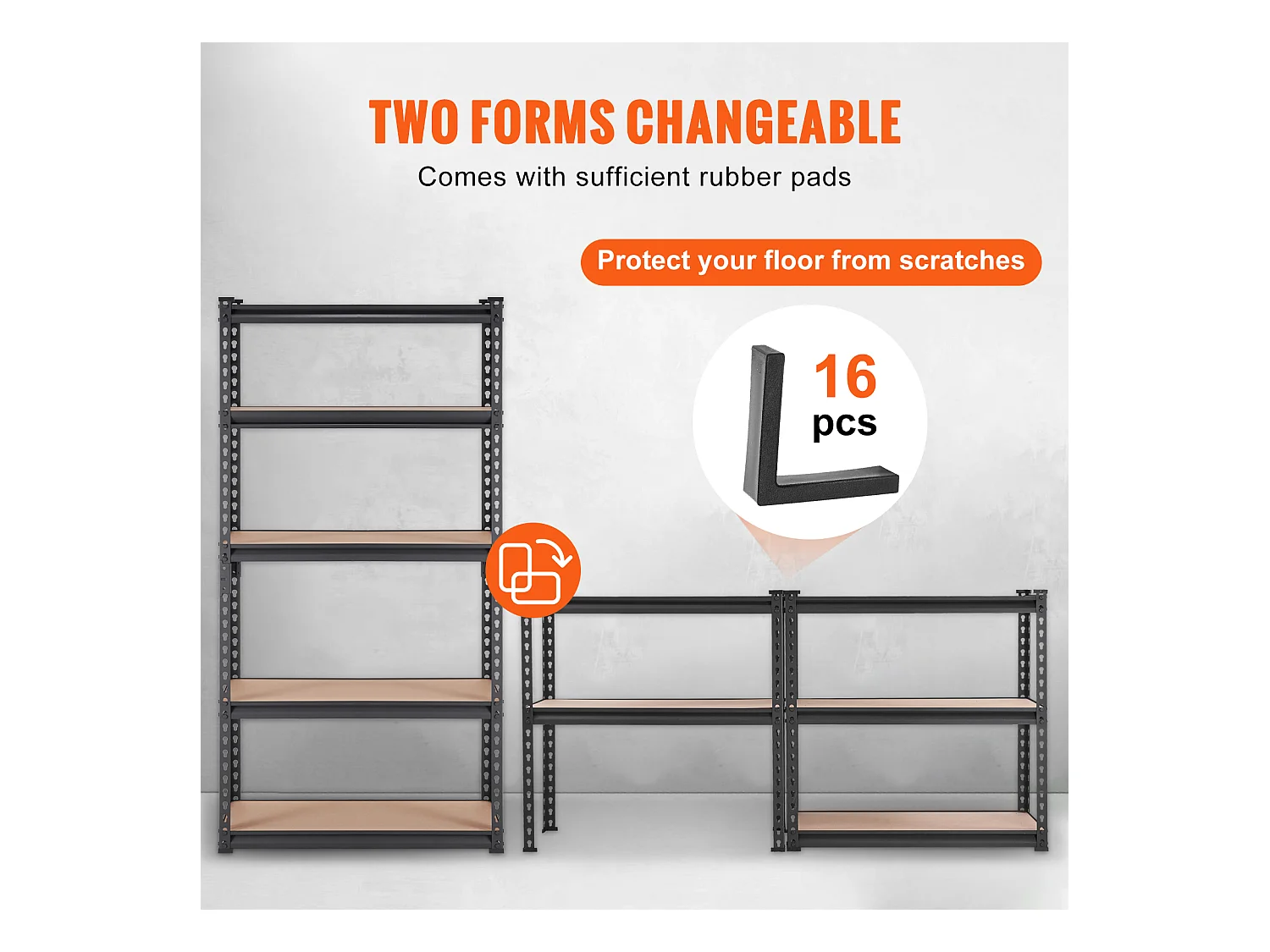 Opbergrek voor Garage SucceBuy, 5 Niveaus, Verstelbaar, Draagvermogen 907 kg, van SPCC-Koolstofstaal