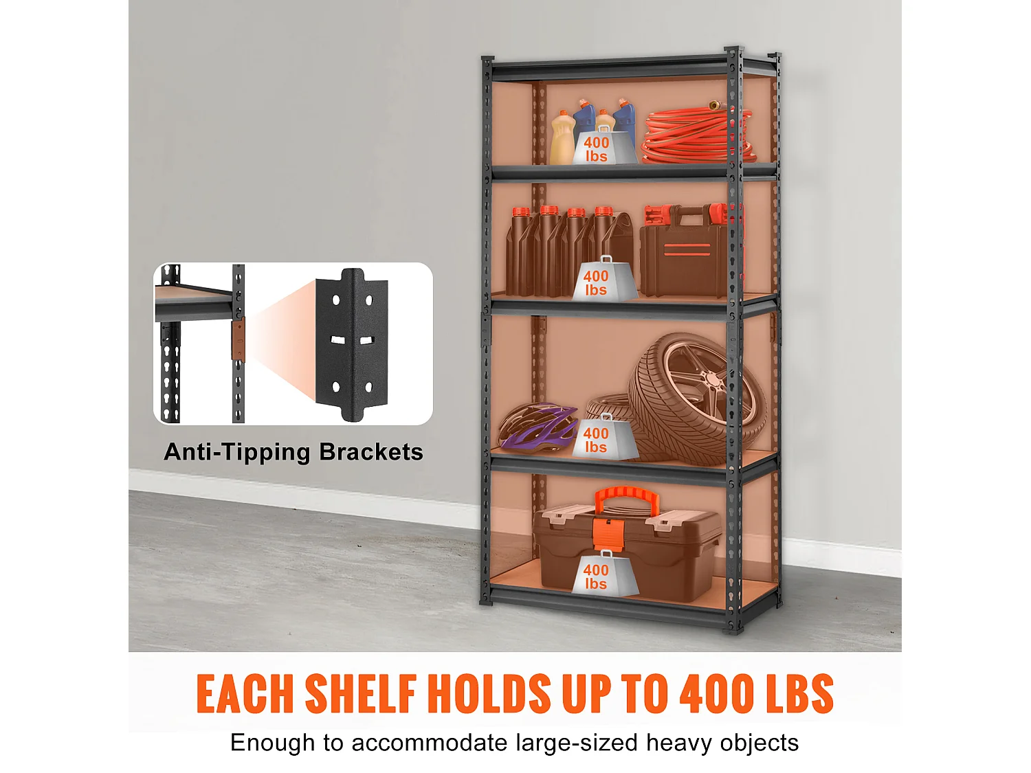 Étagère de Rangement SucceBuy pour Garage, à 5 Niveaux, Réglable, Charge de 907 kg