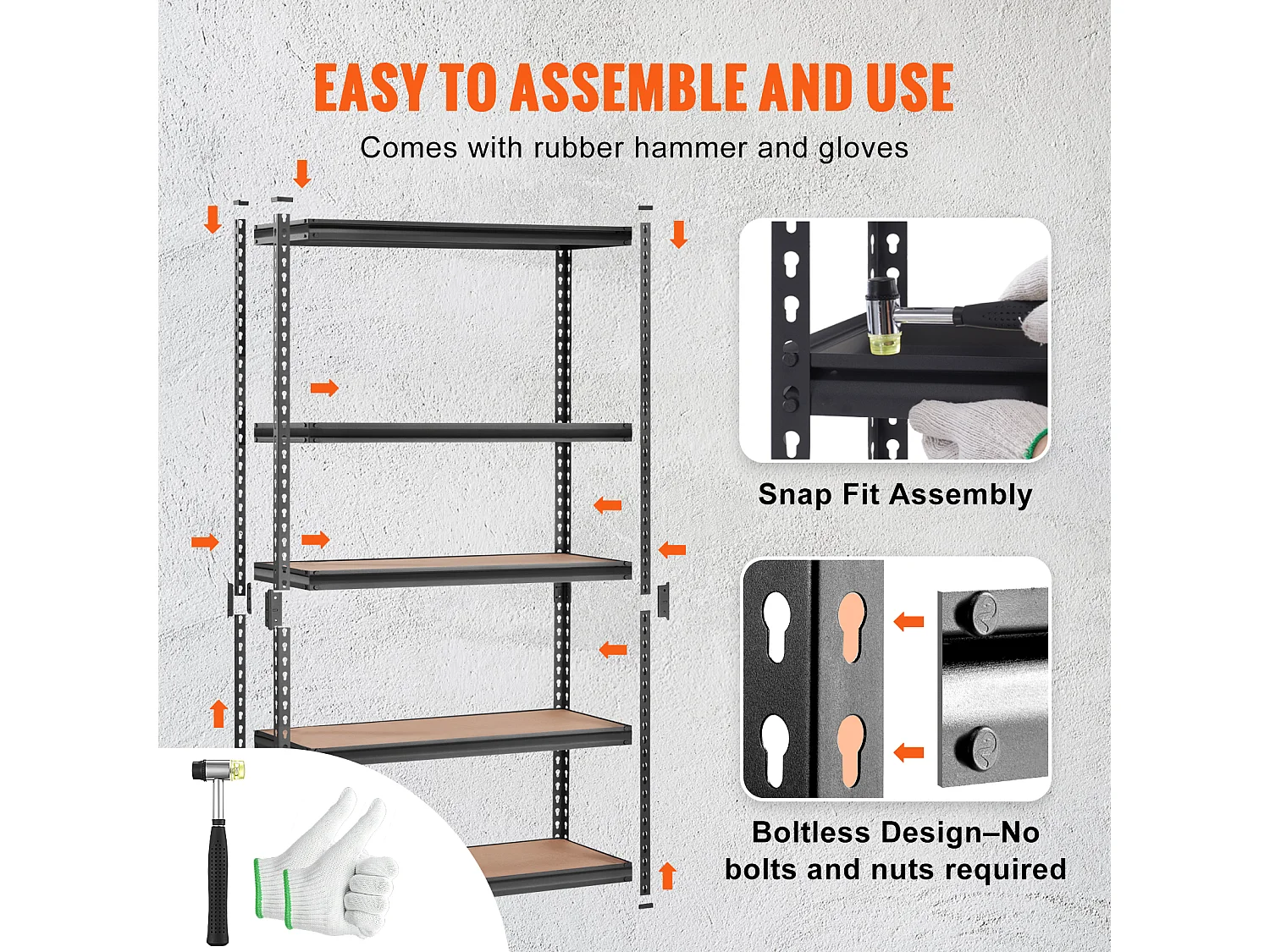 Étagère de Rangement SucceBuy pour Garage, à 5 Niveaux, Réglable, Charge de 907 kg