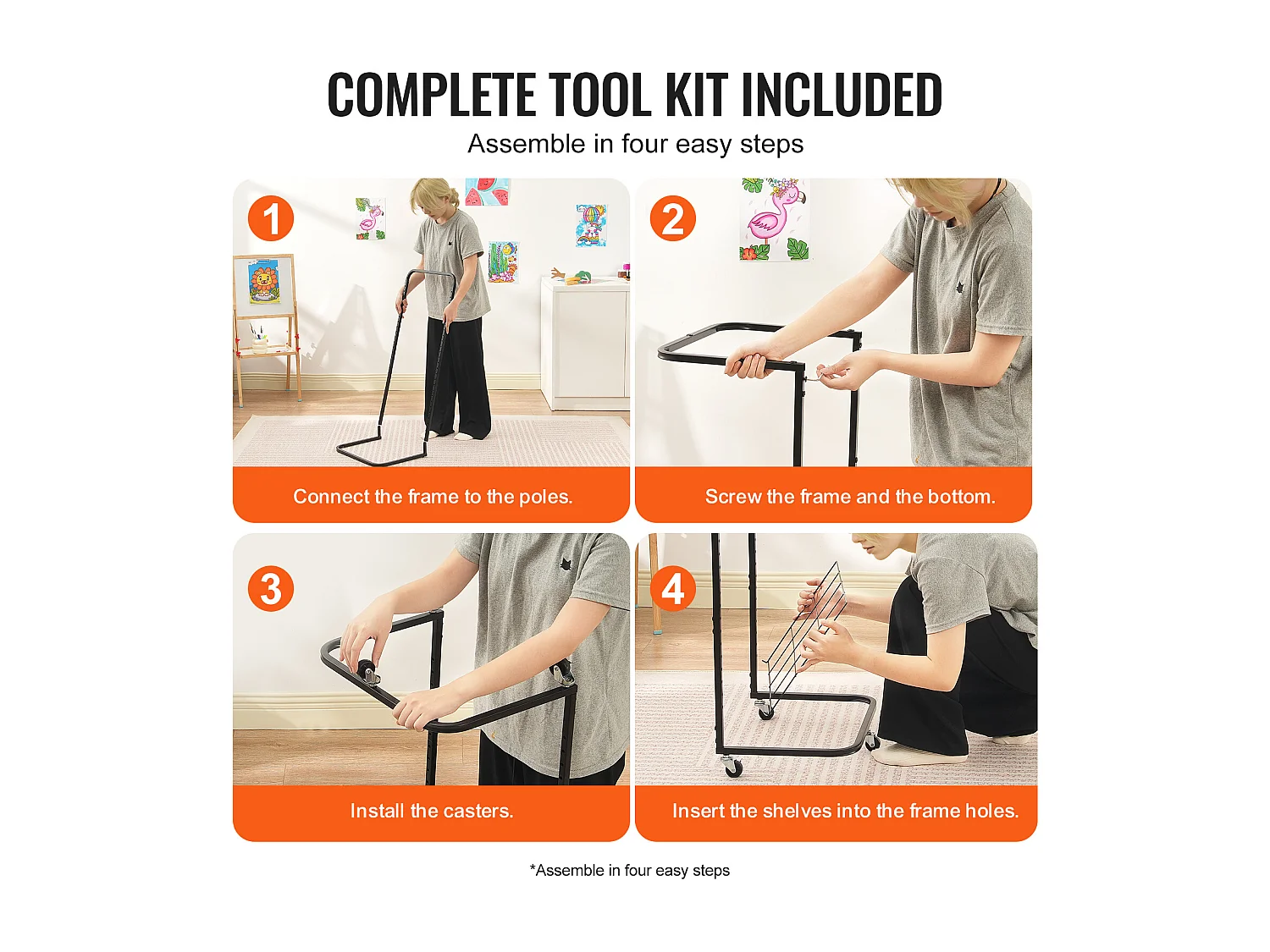 Suszarka do Farby SucceBuy 25 Półek z Kółkami, Czarny, Wyposażony w 3 Obrotowe Kółka, dwa z Hamulcami, Utrzymuje do 3,75 kg