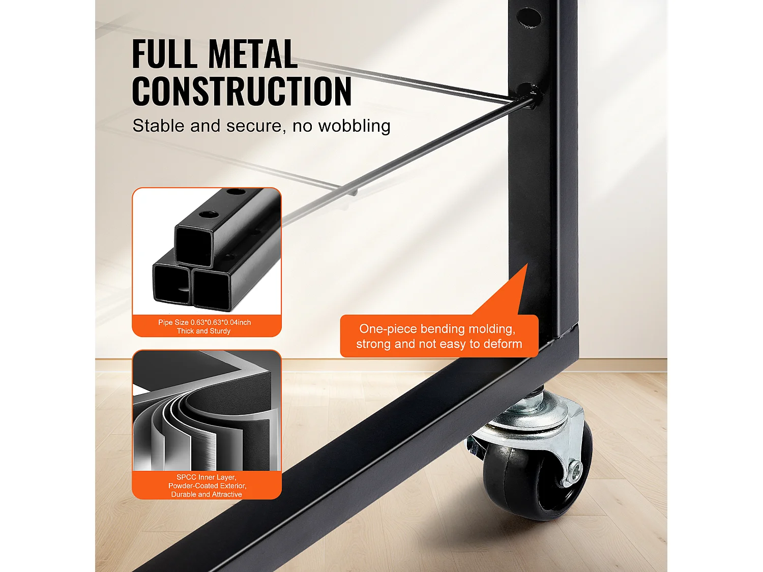 Séchoir à Peinture SucceBuy 25 Étagères avec Roulettes, Noir, Équipé de 3 Roulettes Pivotantes, dont Deux avec Freins, Supporte jusqu'à 3,75 kg