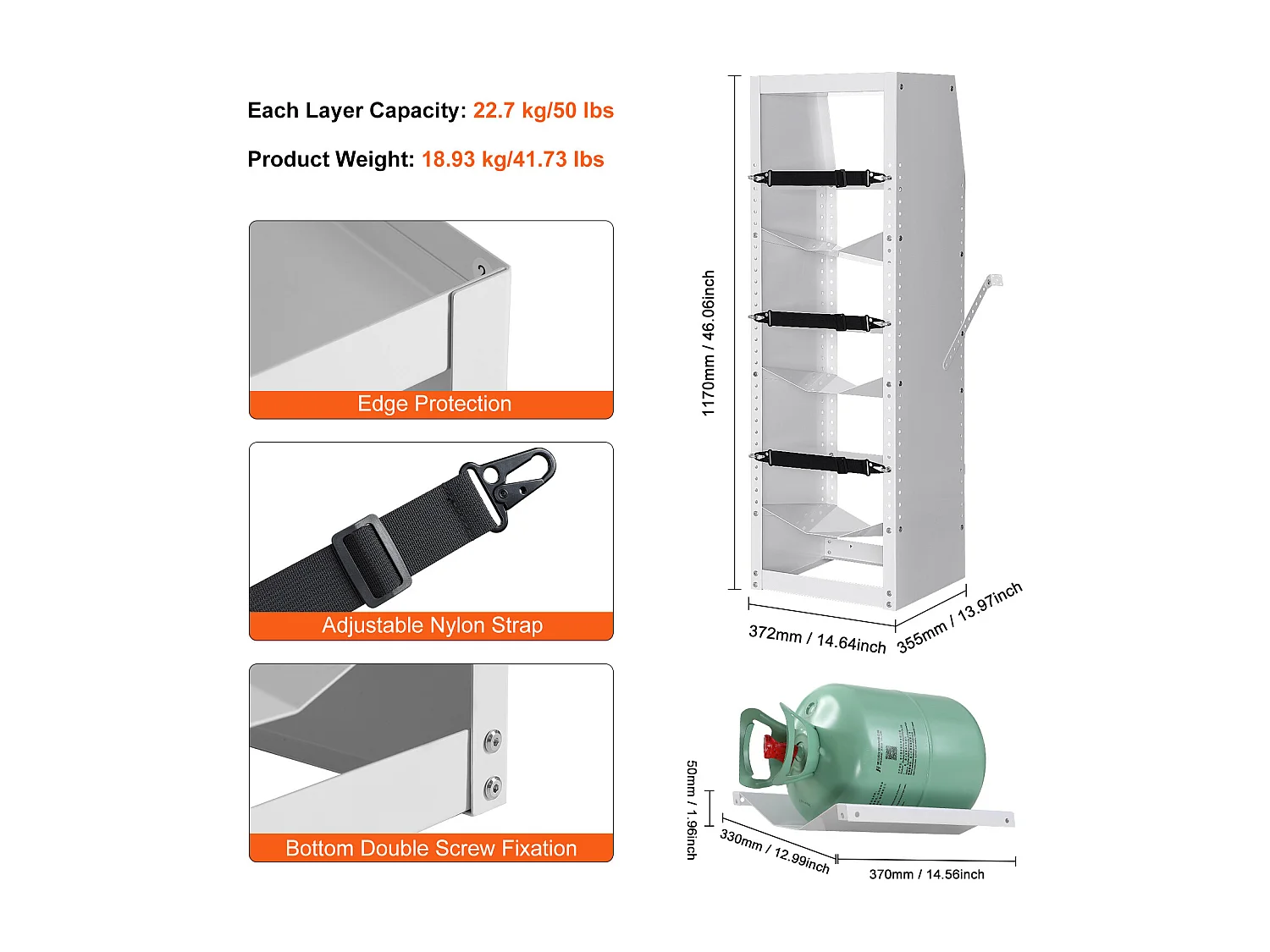 Support de Réservoir de Réfrigérant SucceBuy, Support de 3 Bouteilles de 13,6 à 22,6 kg, Rangement de Cylindres