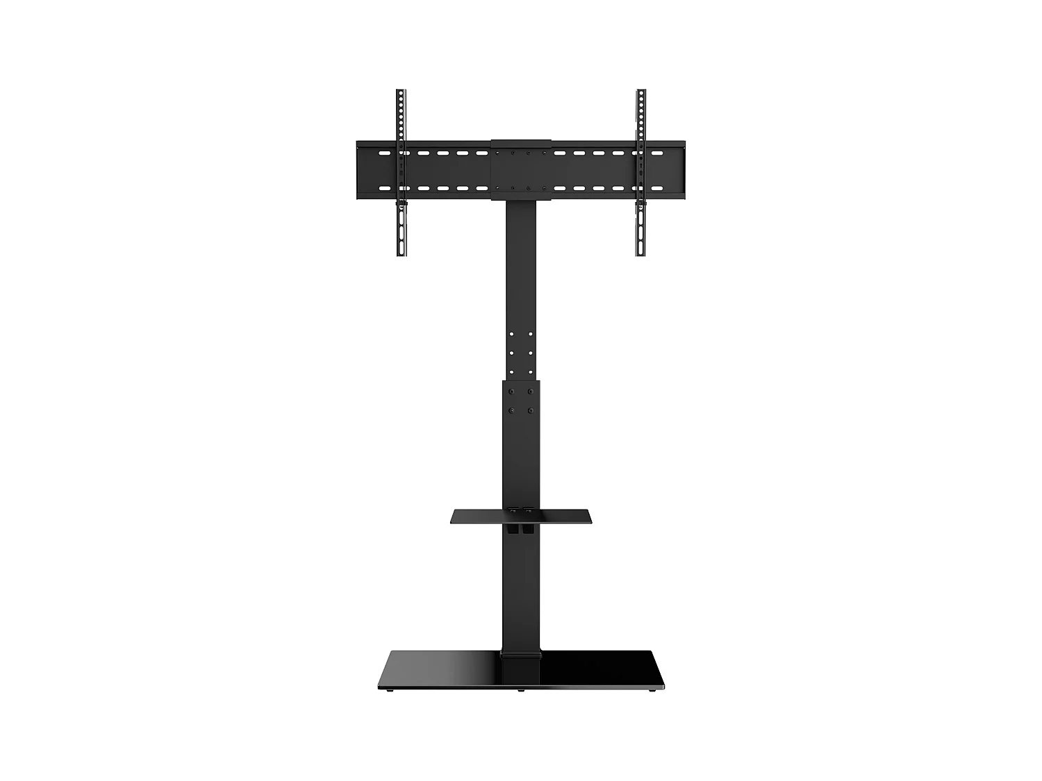 Schwenkbarer TV-Ständer SucceBuy, Höhenverstellbar für Fernseher von 81 bis 216 CM, Tragbarer Bodenständer mit Gehärteter Glasbasis, Schlafzimmer