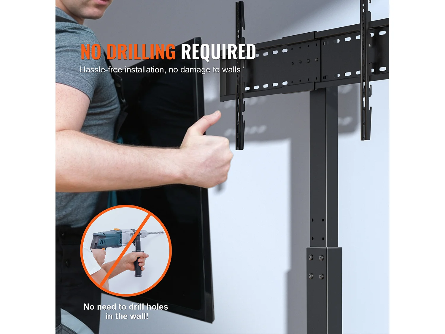 Support TV Pivotant SucceBuy, Hauteur Réglable pour Téléviseurs de 81 à 216 CM, Support de Sol Portable avec Base en Verre Trempé, Chambre à Coucher