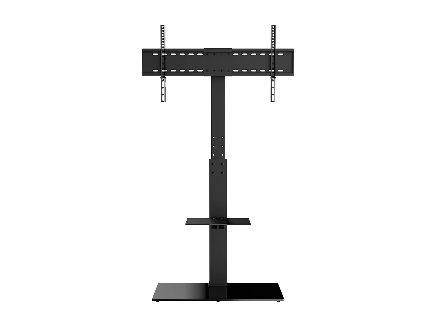 Support TV Pivotant SucceBuy, Hauteur Réglable pour Téléviseurs de 81 à 216 CM, Support de Sol Portable avec Base en Verre Trempé, Chambre à Coucher
