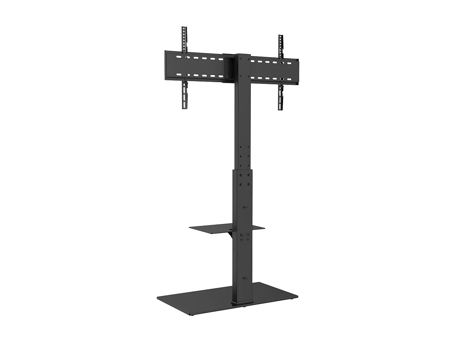 Support TV Pivotant SucceBuy, Hauteur Réglable pour Téléviseurs de 81 à 216 CM, Support de Sol Portable avec Base en Verre Trempé, Chambre à Coucher