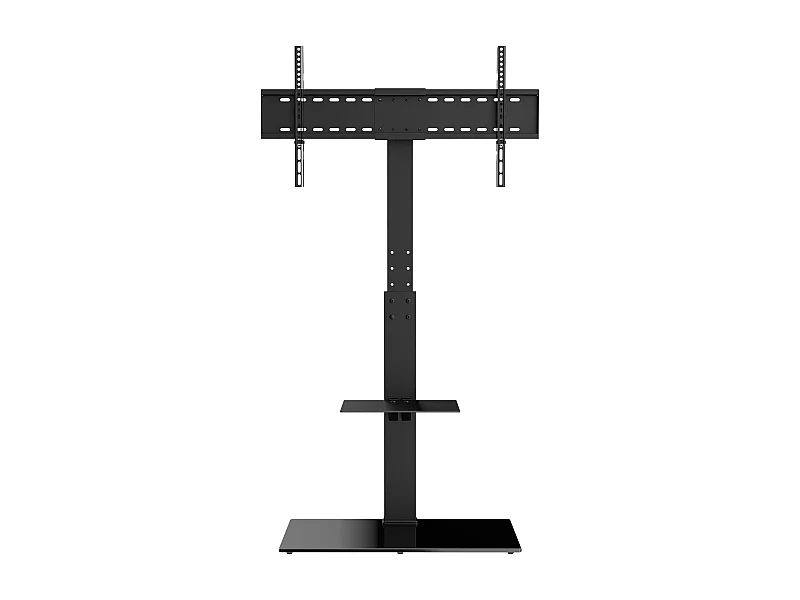 Support TV Pivotant SucceBuy, Hauteur Réglable pour Téléviseurs de 81 à 216 CM, Support de Sol Portable avec Base en Verre Trempé, Chambre à Coucher