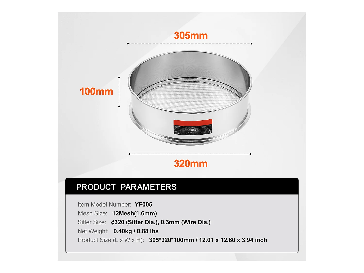 Tamis à Farine SucceBuy Tamis à Farine à Mailles Fines en Acier Inoxydable 12 Mailles pour la Cuisson des Gâteaux