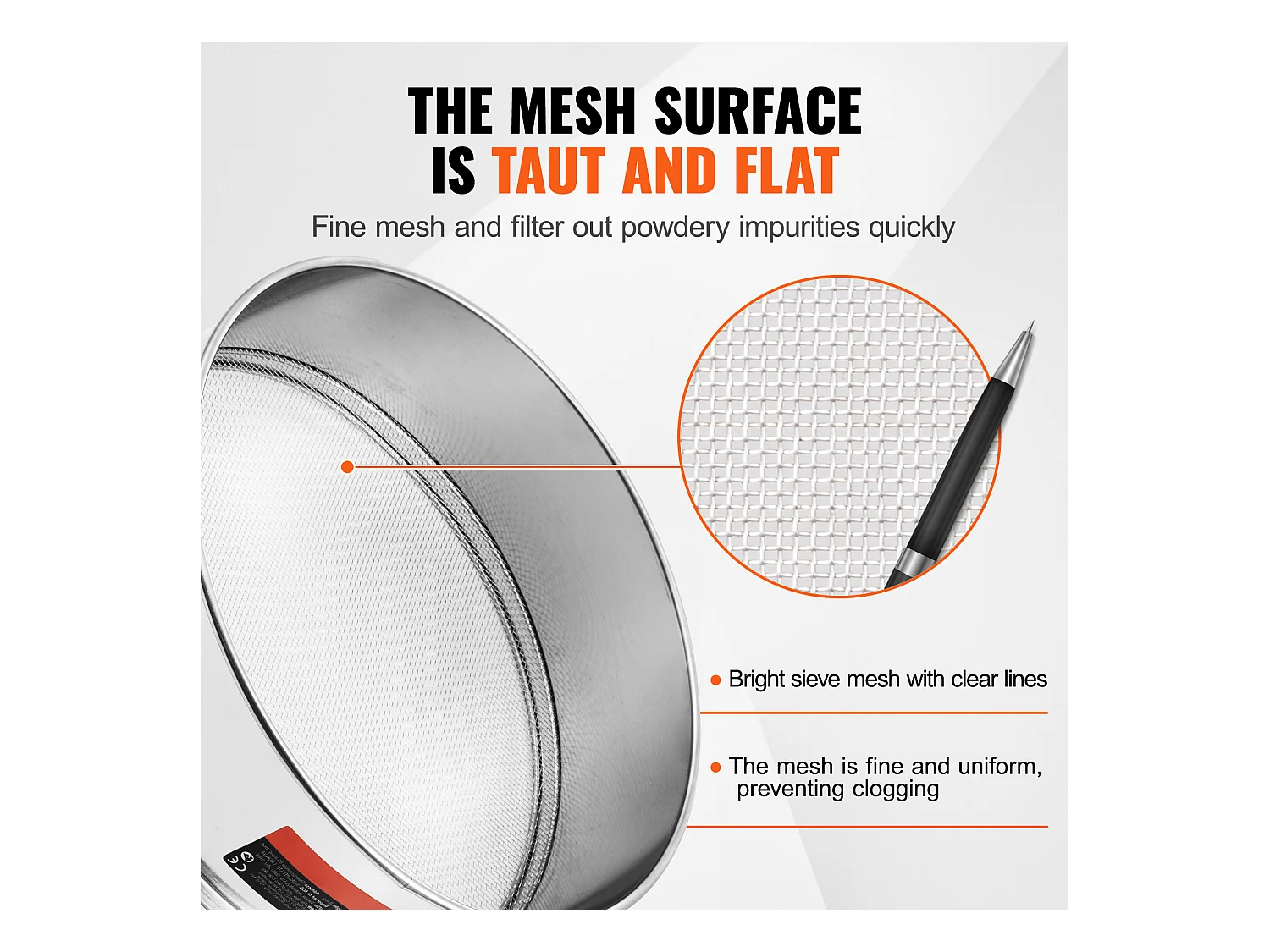 Tamis à Farine SucceBuy Tamis à Farine à Mailles Fines en Acier Inoxydable 12 Mailles pour la Cuisson des Gâteaux