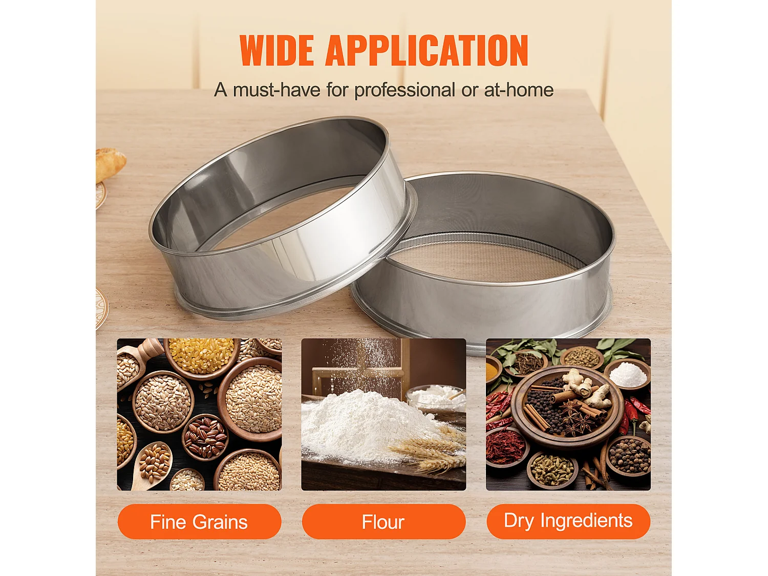 Tamis à Farine SucceBuy Tamis à Farine à Mailles Fines en Acier Inoxydable 12 Mailles pour la Cuisson des Gâteaux