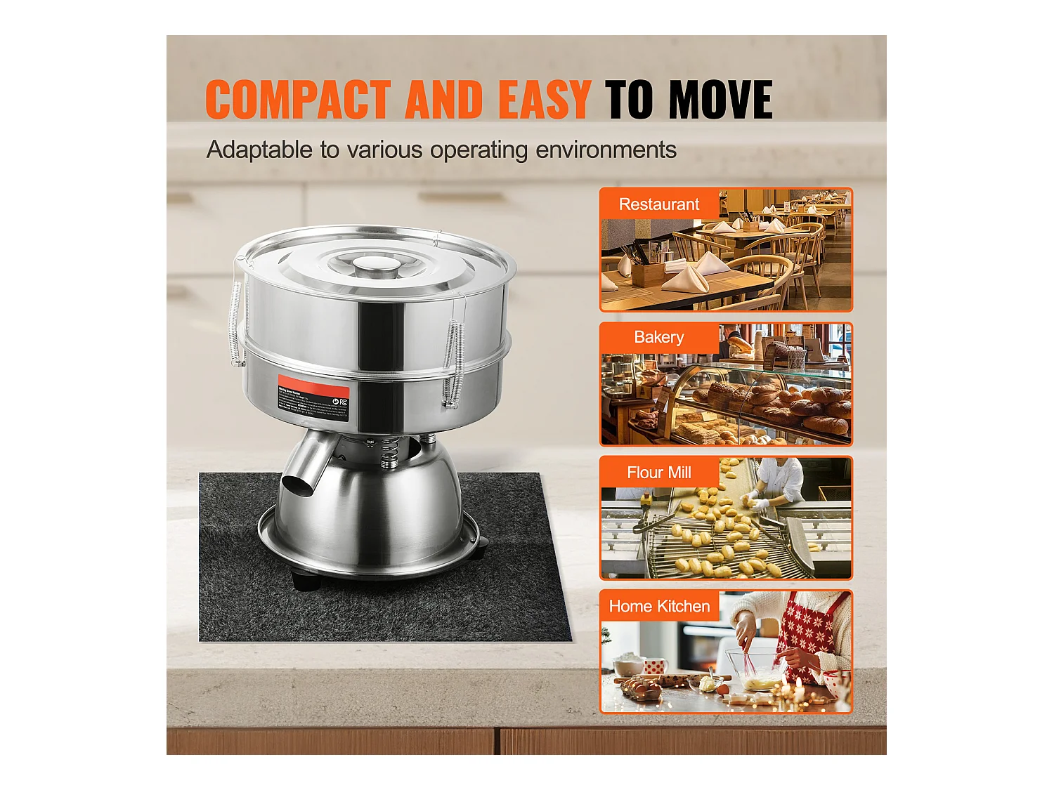 Tamis à Farine SucceBuy Machine de Tamisage Vibrante Électrique avec Tamiseur Automatique 12 + 80 Mesh