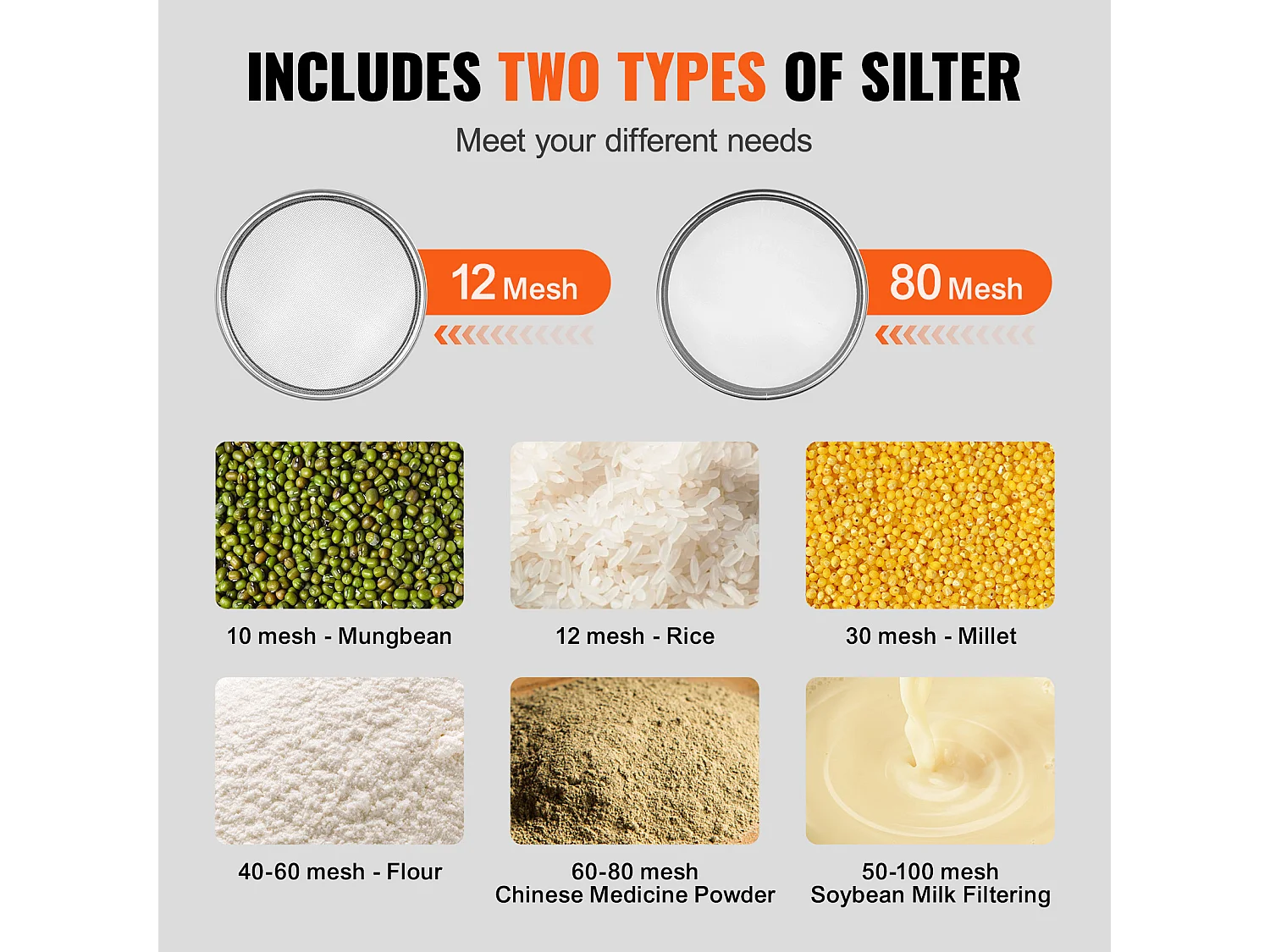 Tamis à Farine SucceBuy Machine de Tamisage Vibrante Électrique avec Tamiseur Automatique 12 + 80 Mesh