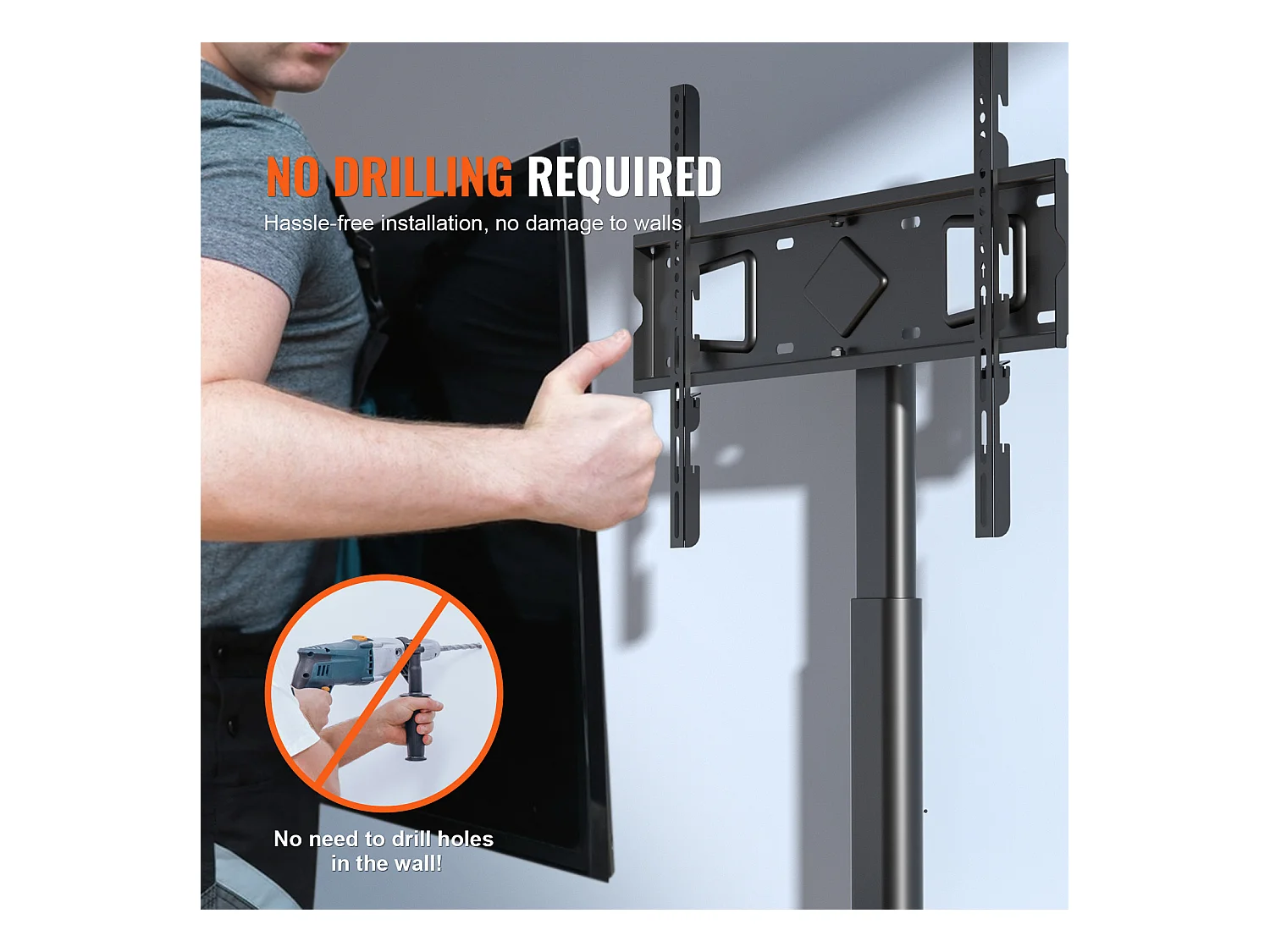 Support TV Pivotant SucceBuy, Support Universel pour Téléviseurs de 81 à 165 CM, Hauteur Réglable