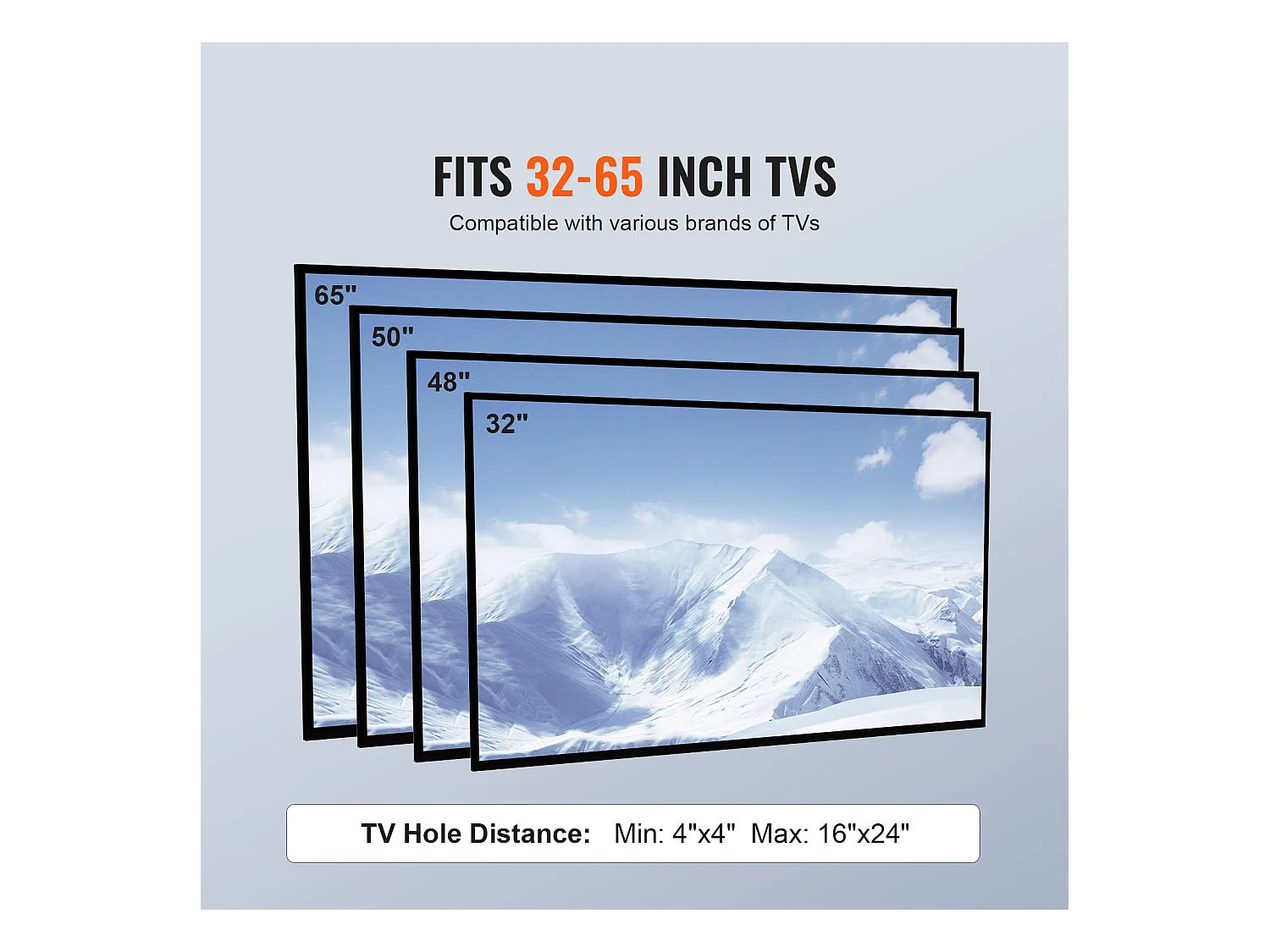 Support TV Pivotant SucceBuy, Support Universel pour Téléviseurs de 81 à 165 CM, Hauteur Réglable