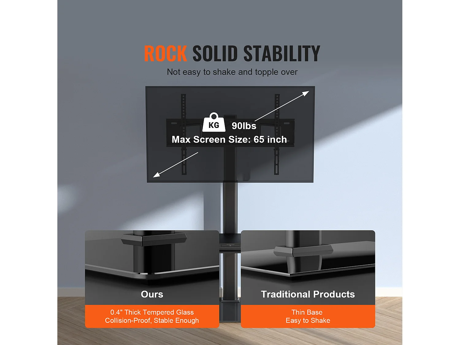 Soporte de TV Giratorio SucceBuy, Soporte Universal para Televisores de 81 a 165 CM, Altura Ajustable