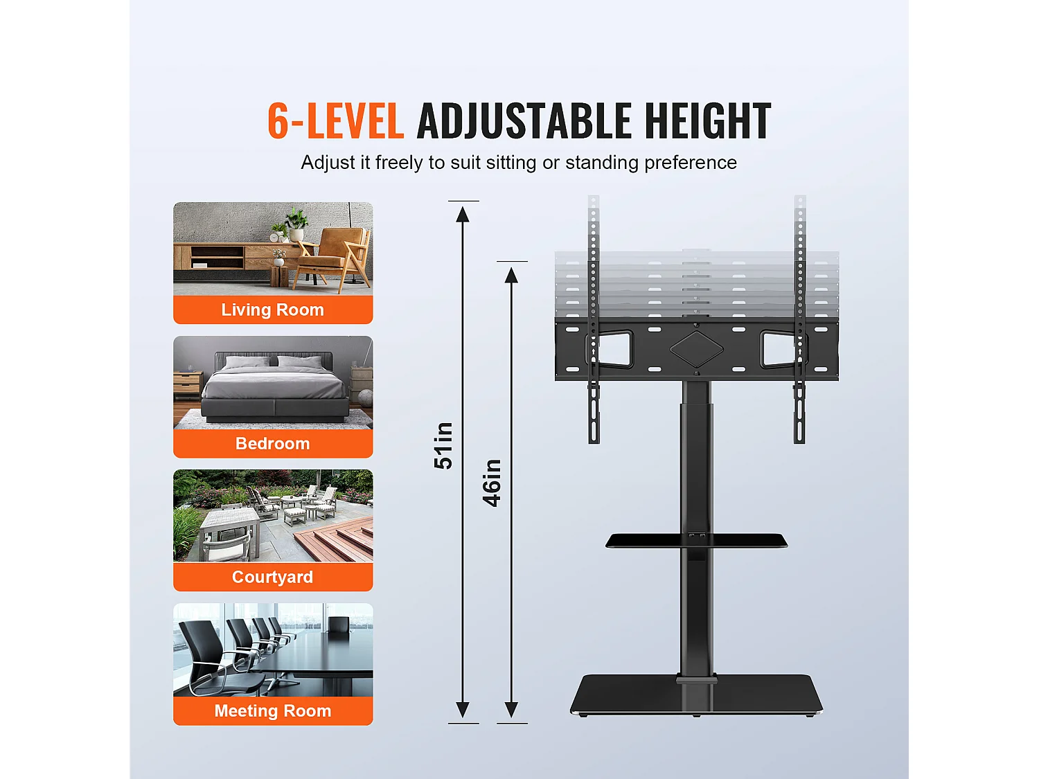 Soporte de TV Giratorio SucceBuy, Soporte Universal para Televisores de 81 a 165 CM, Altura Ajustable