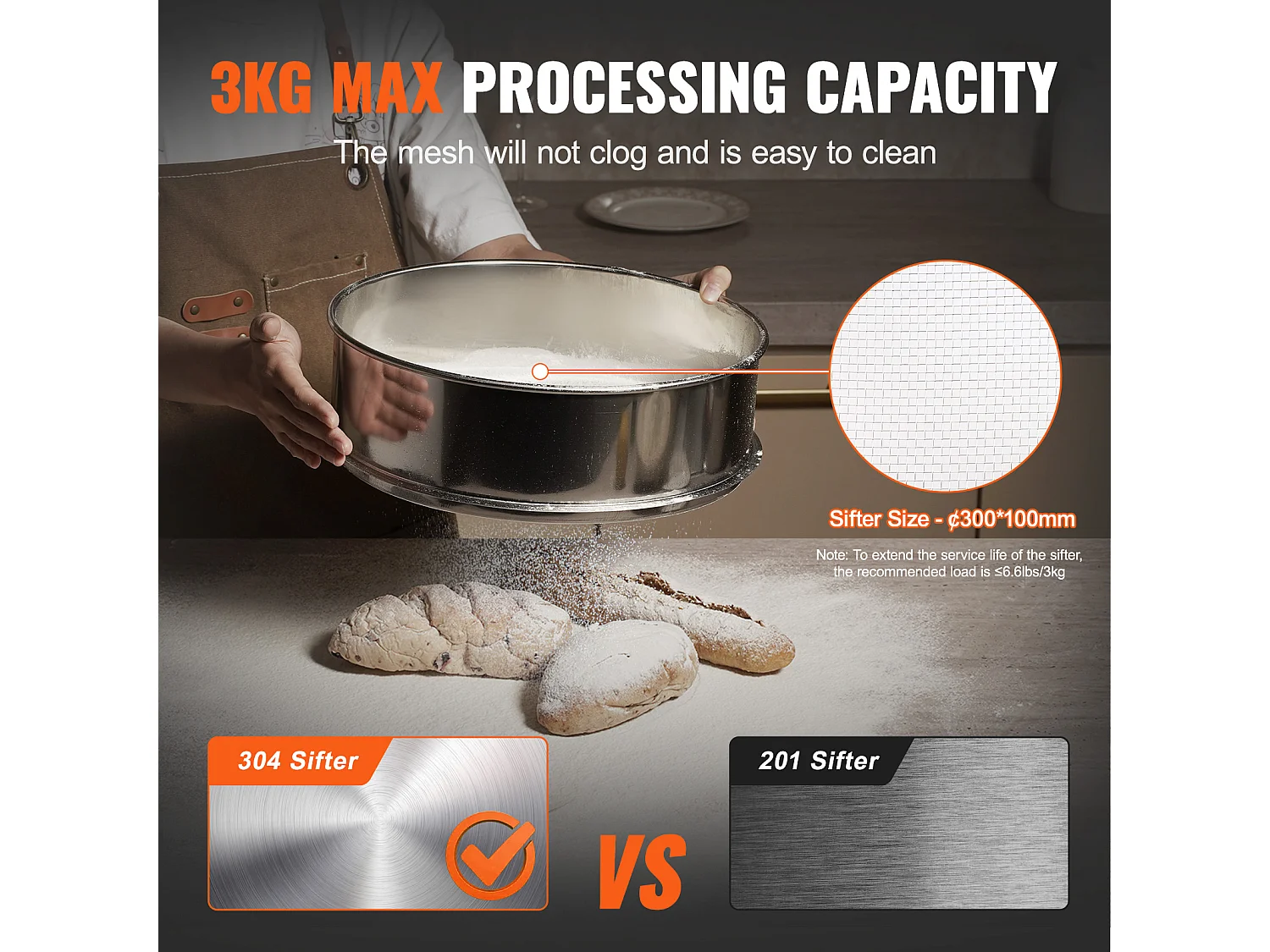 Tamis à Farine SucceBuy Machine à Tamis Vibrant Électrique, Équipée d'un Shaker Automatique de 30 + 50 Mailles