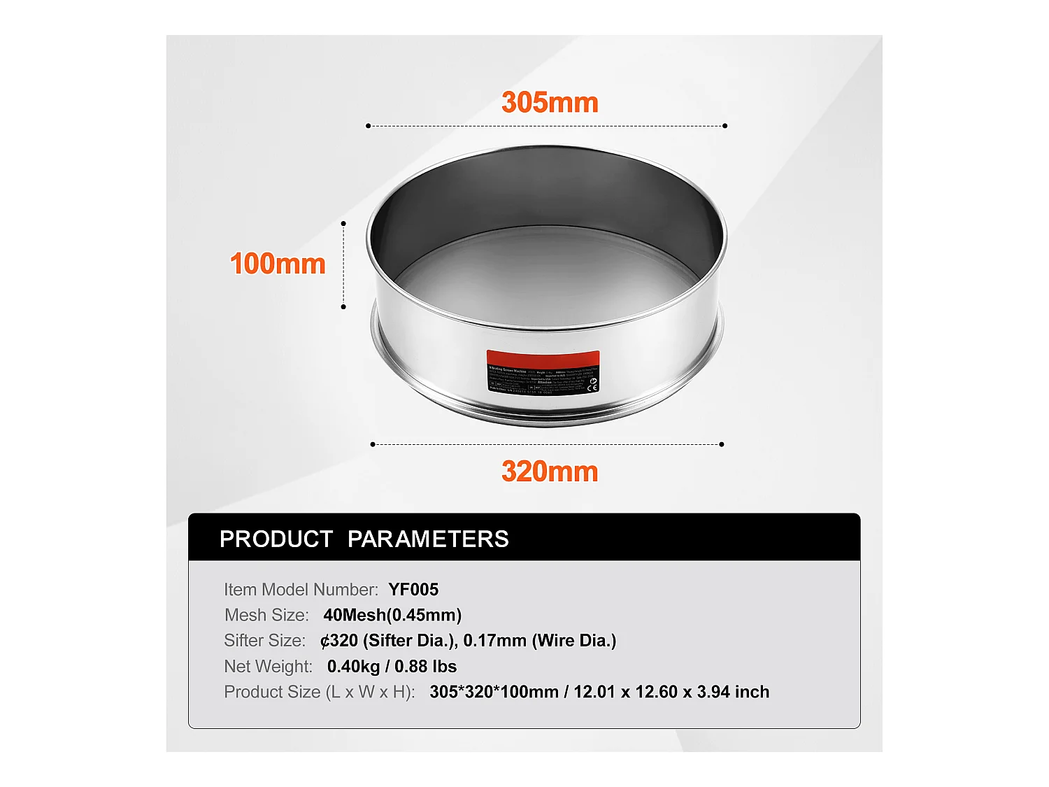 Peneira de Farinha SucceBuy Peneira de Farinha de Malha Fina em Aço Inoxidável com 40 Malhas para Cozer Bolos