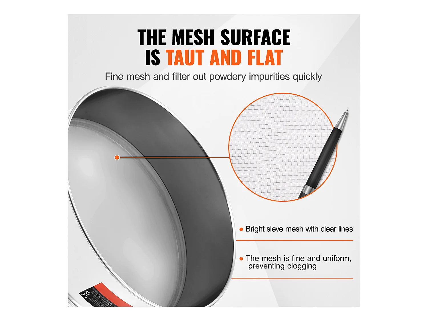 Peneira de Farinha SucceBuy Peneira de Farinha de Malha Fina em Aço Inoxidável com 40 Malhas para Cozer Bolos
