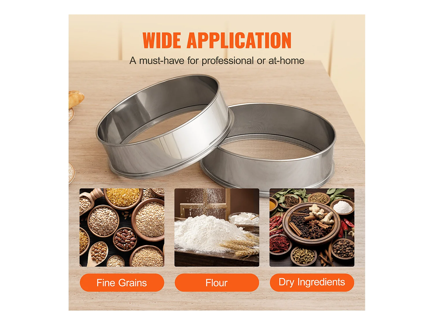 Peneira de Farinha SucceBuy Peneira de Farinha de Malha Fina em Aço Inoxidável com 40 Malhas para Cozer Bolos