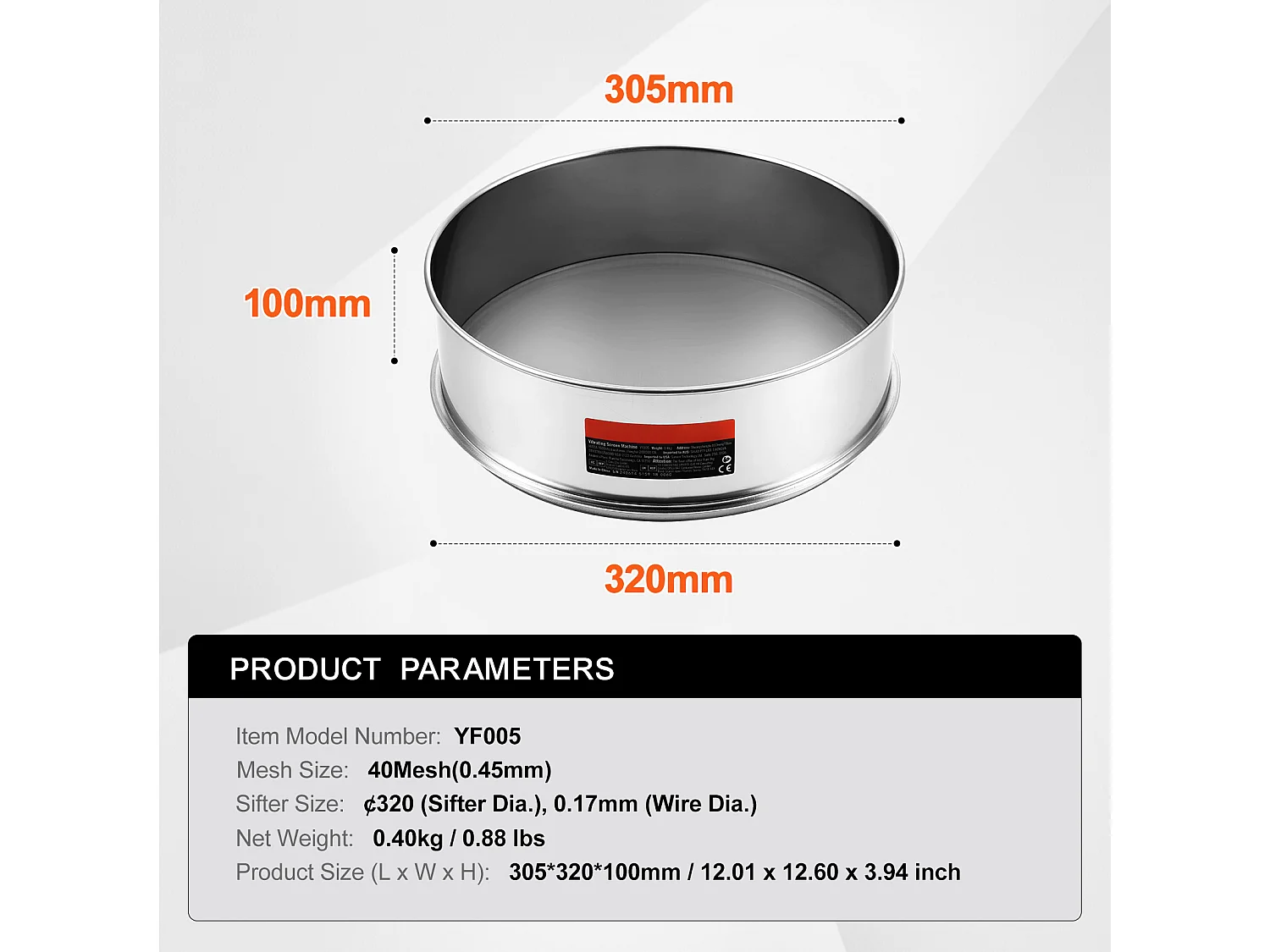 Tamis à Farine SucceBuy Tamis à Farine à Mailles Fines en Acier Inoxydable 40 Mailles pour la Cuisson des Gâteaux