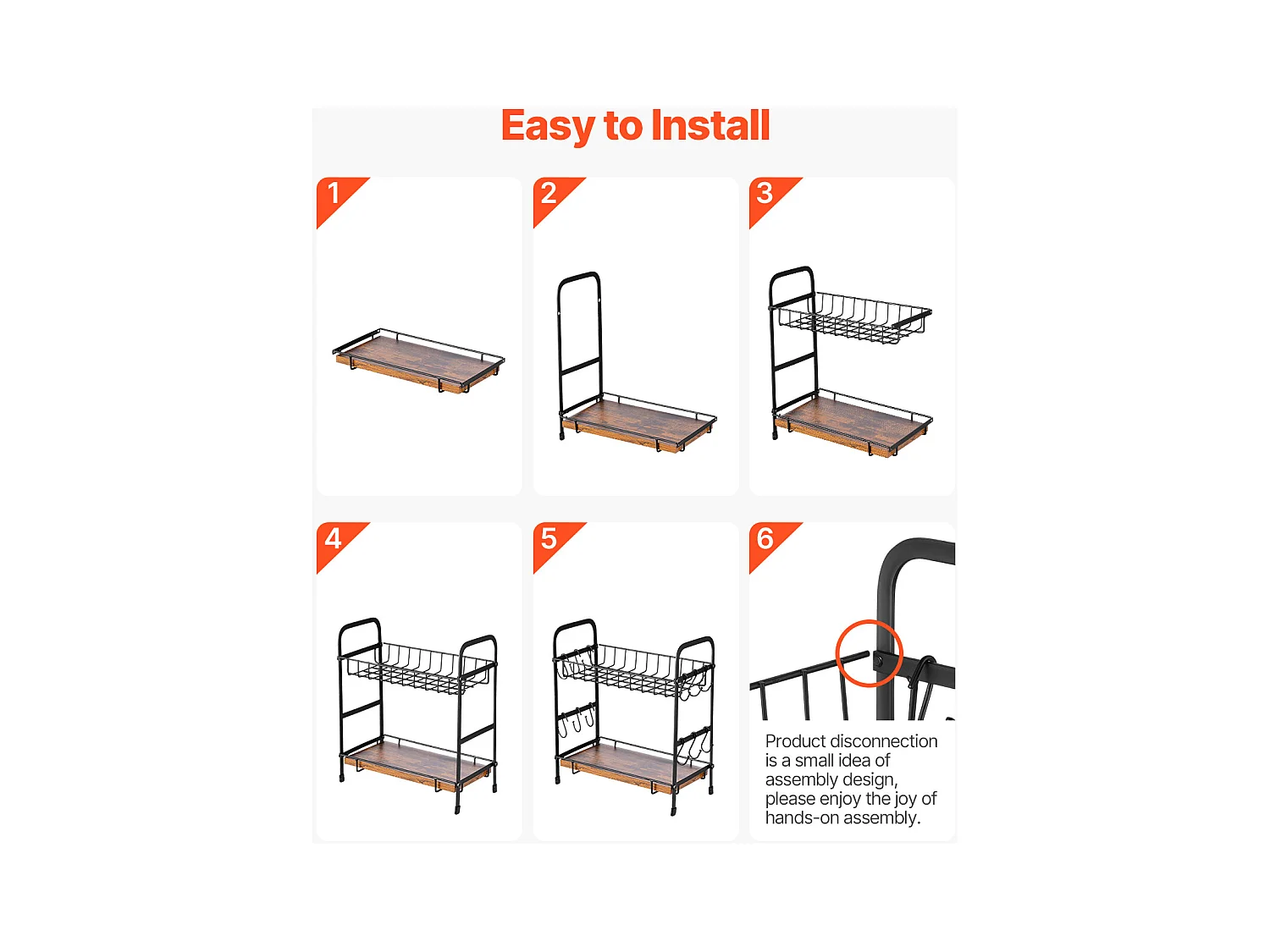 Porte-Tasses SucceBuy Organisateur de Bar à Café à 2 Niveaux pour Comptoir, 12 Crochets Mobiles