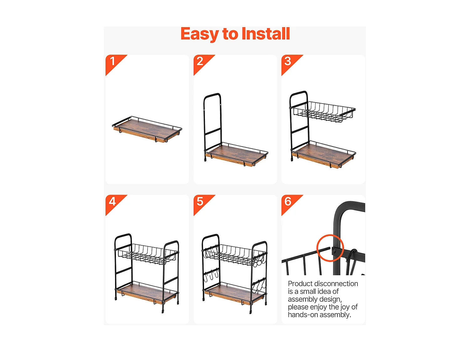 Porte-Tasses SucceBuy Organisateur de Bar à Café à 2 Niveaux pour Comptoir, 12 Crochets Mobiles