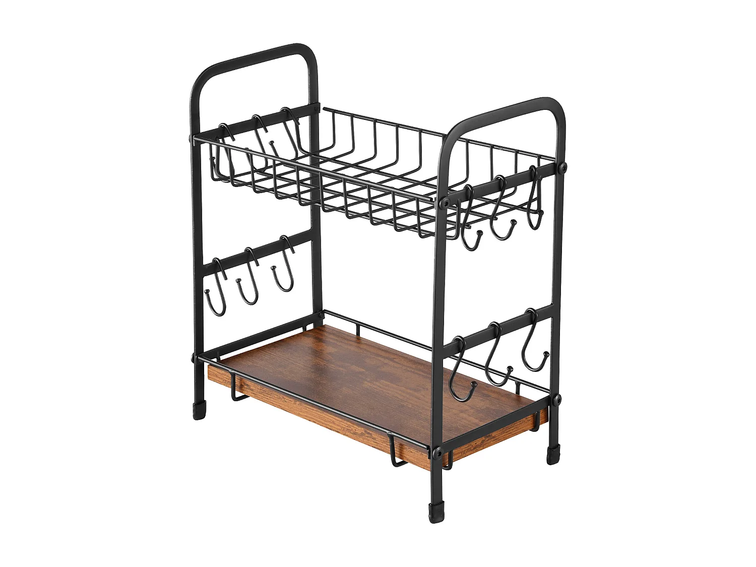 Porte-Tasses SucceBuy Organisateur de Bar à Café à 2 Niveaux pour Comptoir, 12 Crochets Mobiles